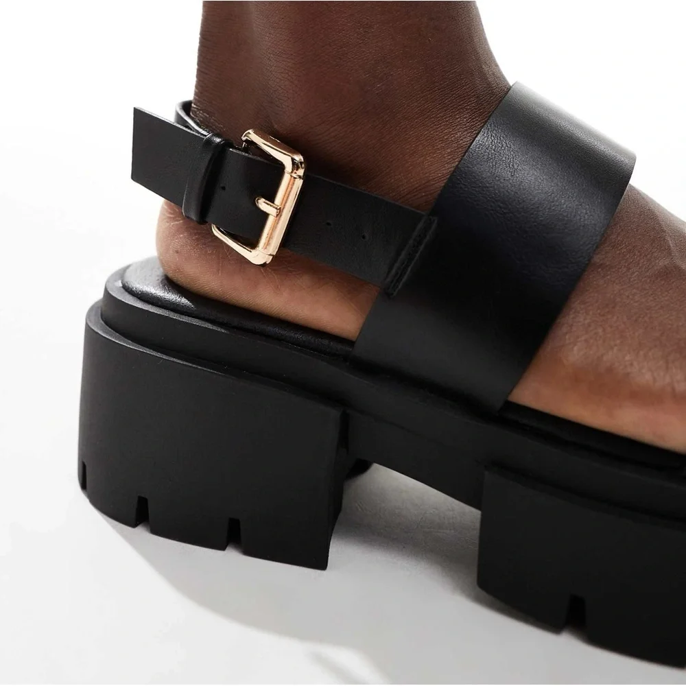 Truffle Collection Y2K chunky strap sandals in black- Size 41 - Picture 3 of 9
